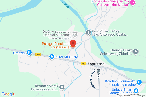 Pstrag. Pensjonat, mala gastronomia