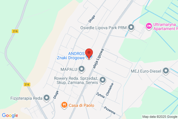 Andros. Oznakowanie pionowe i poziome, znaki drogowe